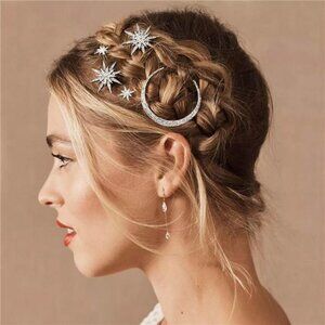 Rhinestone Crystal Hair Barrettes | Sparkly Metal Alloy Clips